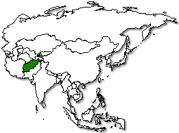 Afghanistan is marked in green