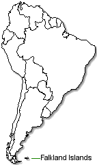 Falkland Islands is marked in green