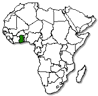 Ghana is marked in green
