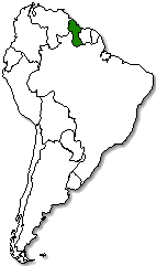 Guyana is marked in green