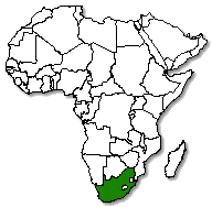 South Africa is marked in green